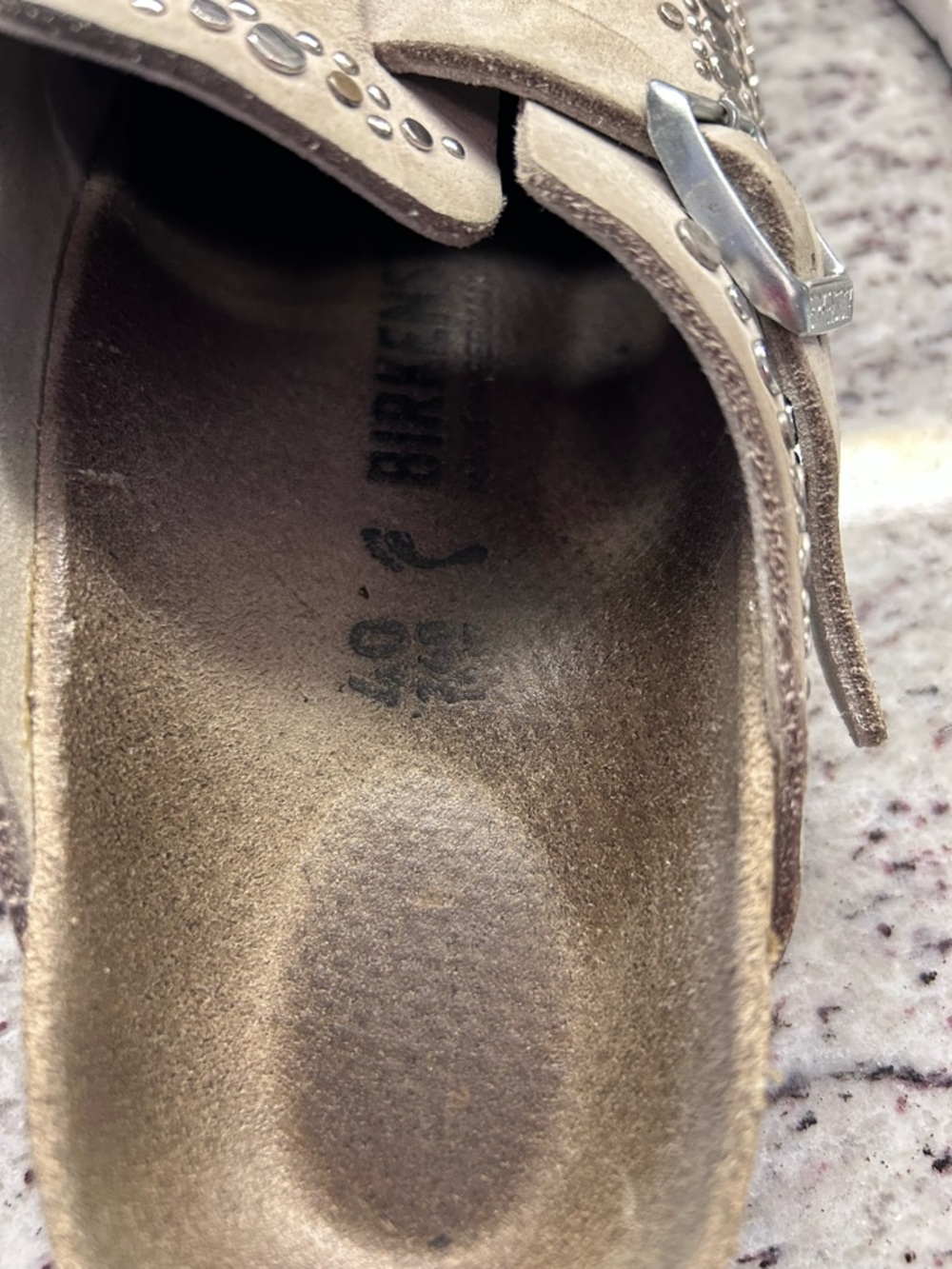 Birkenstock Studded Suede Slip-On Clog in Taupe size 9 - Picture 6 of 6